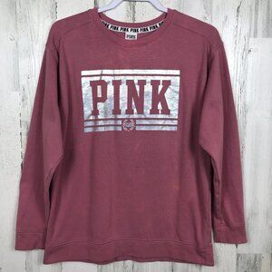PINK Victoria's Secret sweatshirt metallic silver and pink cozy distressed